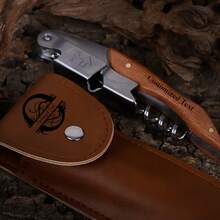 1 套个性化海马开瓶器套装，便携式葡萄酒开瓶器，配有海马形开瓶器和皮套，可定制名称/徽标，是酒吧、婚礼、伴郎、户外派对、个人使用的绝佳礼物