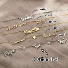 1pc Customized Handwritten Name Necklace, Minimalist Personalized Necklace, 18K Gold Plated Name Necklace, Customized Jewelry, Mother's Day Gift, Gift For Her, Laser Cut Pendant/Minimalist Style/Unisex Summer Accessory/Birthday Party/Valentine's Day Gift - Multicolor - View 9