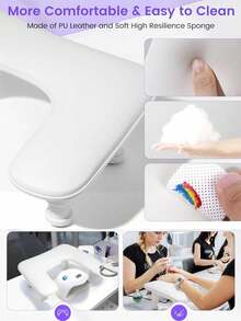 Gối tay nâng móng nghệ thuật, Gối tay hình chữ U có thể điều chỉnh độ cao để làm móng, Gối tay bằng da PU sợi nhỏ cho móng acrylic, Gối tay mềm/Gối tay làm móng để sử dụng tại tiệm làm móng - Nhiều màu - Xem 2