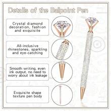 1/3/10 Stücke luxuriöse Kugelschreiber mit Strass, Metallkörper mit Schraubkappe, runde Form, mittlere Spitze, eleganter rosa Geschenkschreiber für Studenten