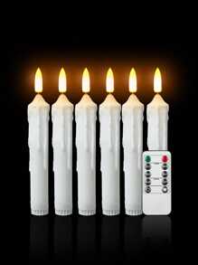 6 piezas de luces de velas sin llama con forma de cono LED, luces intermitentes a pilas con control remoto y temporizador, aptas para fiestas de cumpleaños, hogar, habitación, Halloween, decoración navideña, fiestas de vacaciones, reuniones