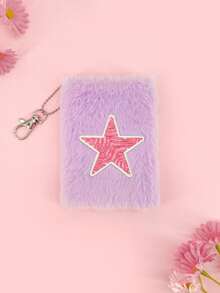 Cartoon Plush Minimalist Notebook, Pastel Color Pentagram Pocket Children Cute Blank Notepad , Back To School Gifts - Multicolor - View 8