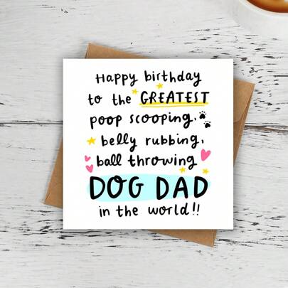 Cartão de aniversário engraçado para pai de cachorro - Cartão de felicitações para o melhor pai de cachorro, cartões de aniversário especiais