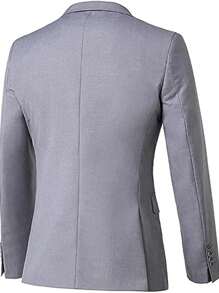 Traje de hombre Furuyal: Chaqueta tipo esmoquin de caballero de color sólido, set con corbata, mangas largas, corte slim, para viaje, boda, fiesta, negocios, Día de la Independencia, color gris claro en tallas XS-3XL