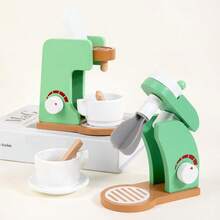 木制逼真厨房玩具套装，包含玩具咖啡机、搅拌机、烹饪玩具套装、亲子互动游戏玩具、生日/儿童节礼物 - 彩色 - 查看 8