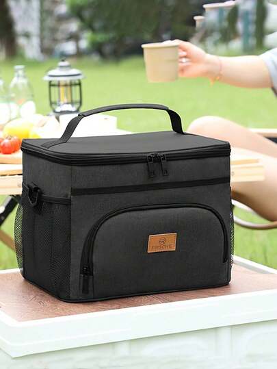 1pc Outdoor Lunch Box, Thick & Durable, Leak-Proof & Insulated, Suitable For Camping & Picnic, Large Capacity Travel Picnic Bag, Multi-Functional Shoulder Handbag, Back To School Essential, School Supplies Bag, Women's Lunch Bag, Cooler Bag, Picnic Accessories, Study Supplies