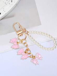 Elegant Bow Pendant With Pearl Pendant, Keychain Accessories Cute Keychain, Girls Wallet Bag Accessories, Perfect For Phone Cases, Cameras, Bags And Keychains,Going Out Clothing Accessories, Party Accessories, Gifts, Souvenirs,Gifts For Friends, Family, Girlfriends,Mother's Day Gift