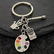 1件套女士新款艺术生纪念配件：字母板、调色板、画笔、心形笔筒、钥匙扣、背包，毕业季、教师节、感恩节礼物，送给朋友的礼物，汽车配件，包包挂饰，学校可爱哥特风Y2K包挂绳带证件套，汽车配件，包包挂饰，圣诞节汽车配件，送给姐妹的礼物创意 - 多色1 - 查看 3