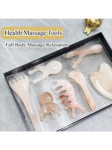 Juego completo de herramientas de masaje para el cuidado facial - Palo de masaje, Masajeador de meridianos del área ocular, Peine de masaje de pulpo, Gadgets de cuidado del bienestar
