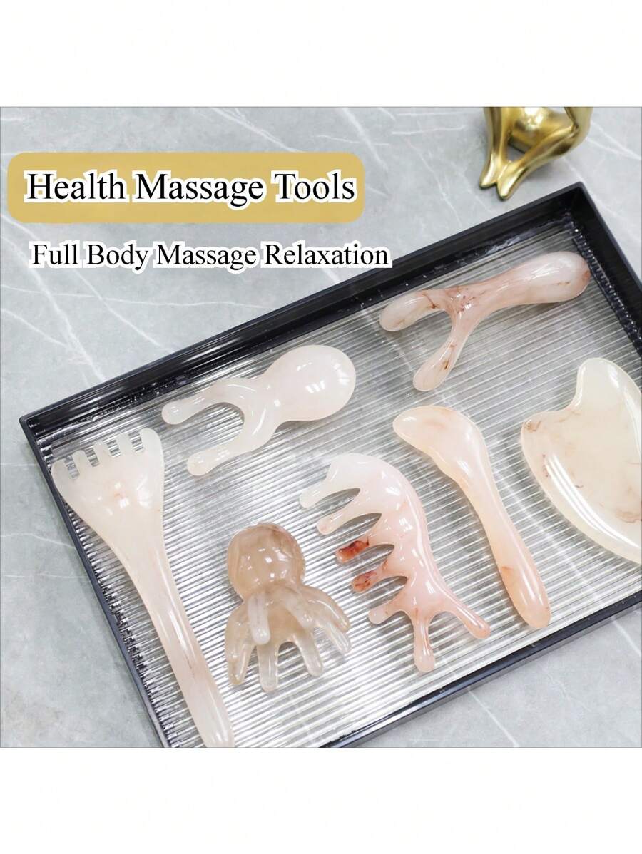 Juego completo de herramientas de masaje para el cuidado facial - Palo de masaje, Masajeador de meridianos del área ocular, Peine de masaje de pulpo, Gadgets de cuidado del bienestar