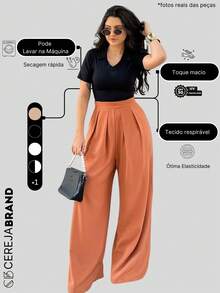 Women's Polo Neck Blouse Suplex Modal Wandinha V-Neck Sleeve Baby Look - Black - View 5