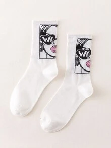 Figure Graphic Crew Socks - White - View 3