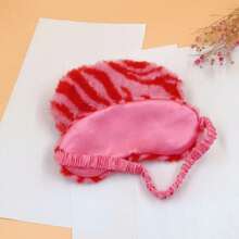 Pink Zebra Print Plush Eye Mask, Breathable Silk-Like