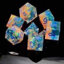 7pcs Handmade Shiny Pointed Resin Polyhedral Dice Set, Unique Translucent Underwater Design, Game Gift, Suitable For Tabletop RPG, Cosplay Boardgames, Holiday Party Supplies - Multicolor - View 4