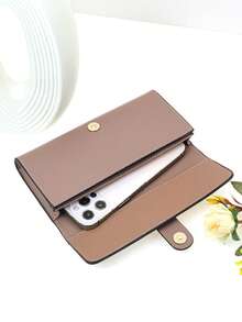 MINGYOU Women's Fashion Buckle Long Wallet, PU Plain Multi-Function Clutch Purse, Phone Wallet Card Holder For Women Wallet Purse Wallet Wallet Mini Wallet - Pink - View 2