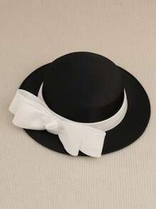 Women's Elegant Church Hat, French Fashion Hat, Bridal Mini Hat, British Style Hat, Lady's Fascinator Hat, Retro Hat, Bow Hat, Birthday Party Headdress, Party Dress Hat, Black Hat, Racing Hat, Formal Dress Hat, Large Hat