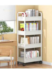 1pc 2/3/4 Layer Trolley Storage Rack, Bedroom Storage Rack, Family Kitchen Mobile Storage Rack, Multi-Layer Trolley Shelf Easy To Assemble, And Movable Tires, Which Can Be Used As Multifunctional Storage Cabinets, Tire Hooks, Kitchen Vegetables, Bathroom Clothes, Study Books And Living Room Snacks.