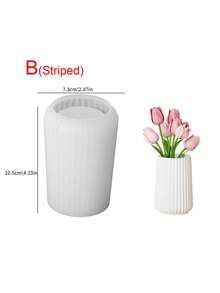 DIY 条纹光滑圆形花瓶模具，适用于石膏、粘土、混凝土的硅胶模具，手工笔筒、化妆刷架，树脂工艺品家居装饰 - 白色 - 查看 10
