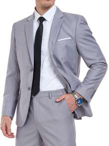Traje de hombre Furuyal: Chaqueta tipo esmoquin de caballero de color sólido, set con corbata, mangas largas, corte slim, para viaje, boda, fiesta, negocios, Día de la Independencia, color gris claro en tallas XS-3XL