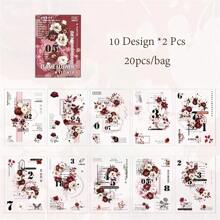 20 Sheets Floral Dream Sticker Book - Dual-Material PET & Washi Stickers, Vibrant Flower Designs For DIY Journal, Scrapbook, Laptop, Water Bottle & Skateboard, Matte Finish, Self-Adhesive, Scrapbook Stickers