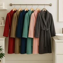 Unisex Adult Microfiber Bathrobe Soft Kimono Women Men Various Colors - 淺粉色 - 查看 6