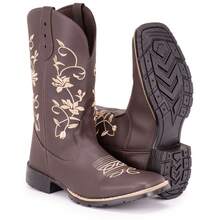 Women's Country Texan Boot With Square Toe And Rubber Sole Ramos Coffee - Rust Brown - View 3