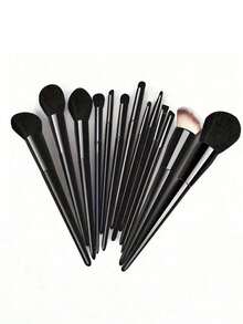 17 Pieces Of Black Professional Makeup Brush Set (With Drawcord Storage Bag), Including 4 Pieces Of Makeup Powder Puff, Makeup Sponge, Rouge Brush, Foundation Make-Up Brush, Eye Shadow Brush, Contour Brush, Eye Makeup Brush, Soft Hair Makeup Brush, Rouge Brush, Professional Makeup Brush Set, Women's Makeup Brush Set,Brush Set,Makeup Brush Kit,Make Up Brush Set,Make Up Set Complete,Makeup Brush Set,Complete Makeup Kit,Brush Kit,Brushes Makeup Set,Makeup Gift Set,Set - 彩色 - 查看 8