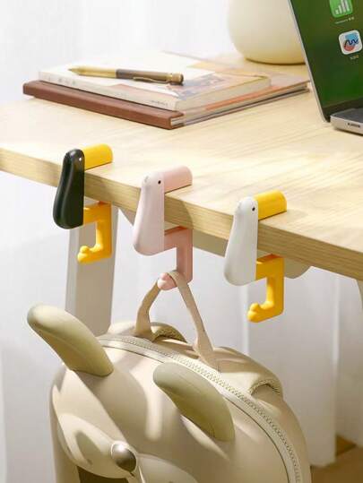 1 pièce Crochet suspendu en forme de canard pensif, crochets pour sac à dos, crochets de suspension sans perçage pour bureaux de classe, dortoirs, organisateur de bureau mobile, petits crochets portables pour étudiants à la rentrée scolaire