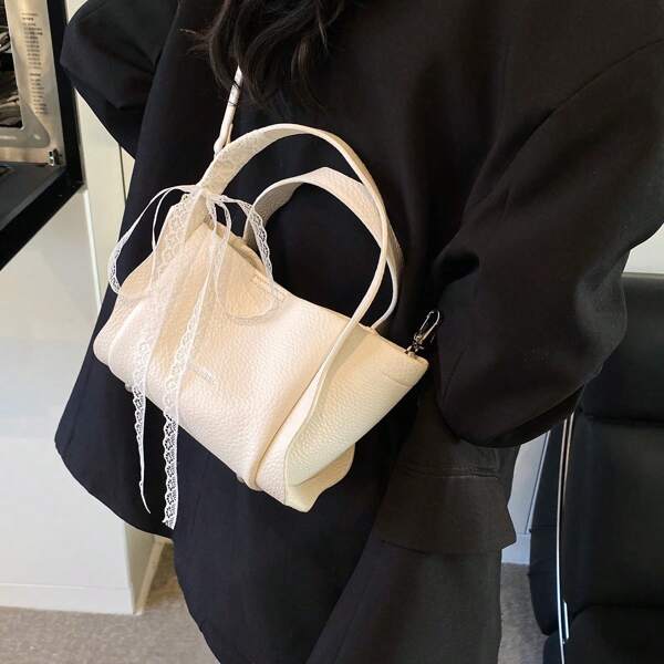Large Capacity Fashion Versatile Women's PU Leather Shoulder Crossbody Bag Simple Casual Commuting Storage Bucket Bags