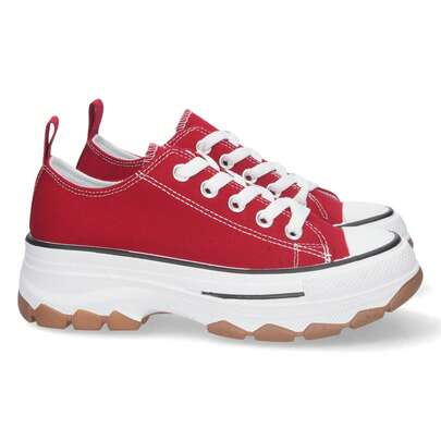 shoes&blues.es Sneaker con plateau da donna, comode, stile sneaker, in tela e con chiusura a lacci
