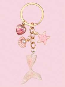 1pc Random Style Mermaid Princess Shell, Starfish, Drifting Bottle Key Chain