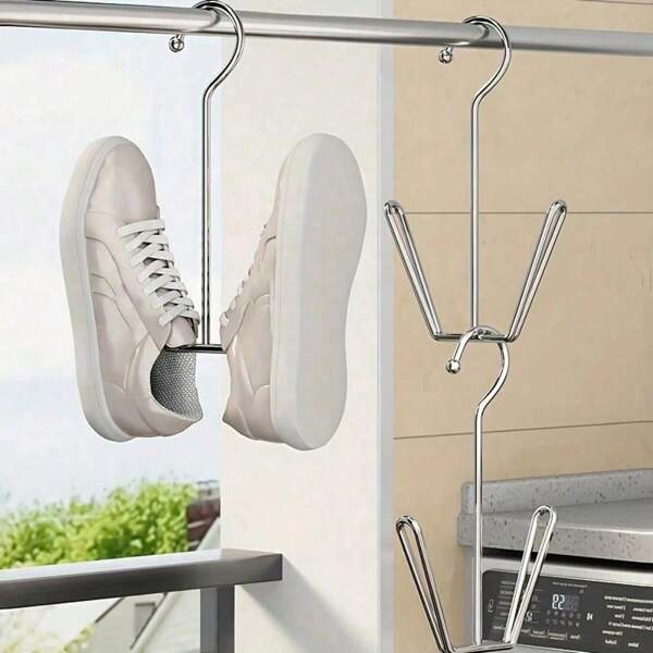 1/5 Pcs Stainless Steel Shoe Drying Rack, Household Shoe Drying Rack, Outdoor Balcony Windproof Hooks, Drying Racks