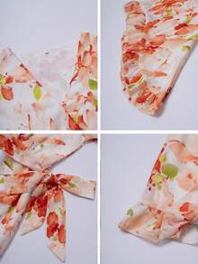 PoPoHouse Women's Summer Dress Breathable Comfortable And Lightweight With Printed Ruffled Flared Sleeves And A Waistband Design Suitable For Daily Commuting Wear On Vacation Elegant And Fashionable Dress, Sprin/Summer Dresses For Women, Beach Vacation Dress - Orange - View 7