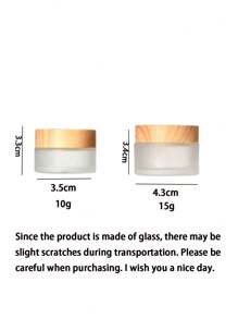 1pc 5/20/30/50g Frosted Glass Skin Care Eye Cream Jar With Wood Grain Cover, Reusable Bottle, Living Room, Family, Bedroom, Bathroom, House Decoration, Face Cream, Eye Cream, Lotion, Cosmetics Bottle, Travel Container, Portable Storage