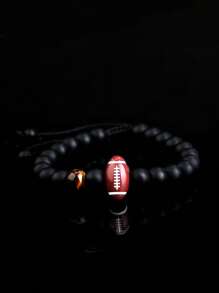 1 pieza Pulsera con cuentas con diseño de béisbol y tarjeta de bendición, pulsera con dije de cruz