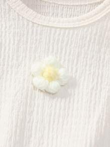 2 pezzi/Set Maglietta senza maniche con ricamo floreale e pantaloncini per bambine, outfit casual estivo