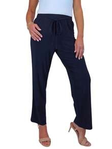 Paulo Due Womens Straight Leg Elasticated Waist Trouser - Navy Blue - View 1