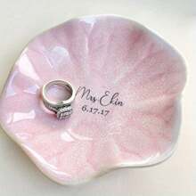 1/5pcs Customizable Ceramic Flower Plaque, Personalized Laser Engraved, Multi-Functional Desktop Decor, Suitable For Bridesmaid Gift, Engagement, Wedding Celebration, Graduation, Birthday, Holiday And Party Favor, Valentine's Day Gift, Jewelry Tray