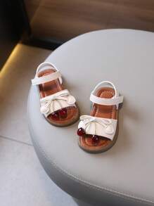 1 Pair Girls Bowknot Flat Sandals, Classic Fashion PU Lace-Up Lightweight Cute Infant/Toddler Sandals For Spring/Summer/Autumn/Winter