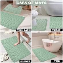VELVETIO Pebble Memory Foam Bath Mat & Pedestal Set Ultra Soft, Non Slip Bathroom Rugs - Sage Green - View 7