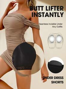 1pc Women High Waisted Butt Lifting Slimming Shaping Pants With Foam Pad, Smooth Figure Shapewear Bottom