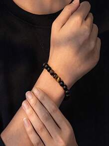1 pieza Pulsera con cuentas con diseño de béisbol y tarjeta de bendición, pulsera con dije de cruz
