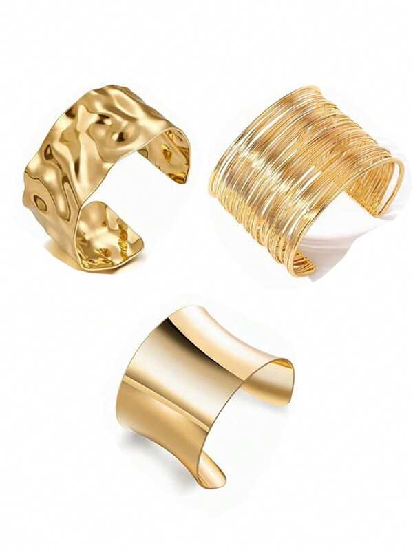 3 piezas de brazaletes abiertos minimalistas de moda para mujer