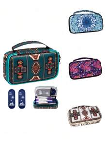 Sac de voyage isotherme portable pour insuline de grande taille - Conception légère et durable pour le camping et les voyages extérieurs, compartiment isolé pour préserver les médicaments, sac isotherme pour médicaments | Imprimé floral bohème | Glacière en polyester