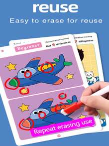 Fun Education Find Trouble Game Card - Enhance Attention And Learning Through Games - Reusable Paper Design Fun Find Different Concentration Thinking Training Cards Kindergarten Board Game Card Enlightenment Diagram (Marking Pen Color Random)Valentine's Day, Easter, Birthday Gifts, 2025 New Year, School Supplies, School Season Gifts