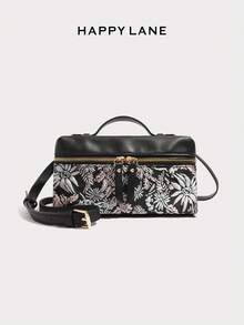 HAPPY LANE 1pc Luxury Embroidered Floral Vintage Style Handbag, With Red, Yellow And White Delicate Flowers On Black Background - Elegant, Retro, Business/Casual, Front Zip Tote Bag With Shoulder Strap, Crossbody, Suitable For Daily, Gathering And Travel, Lightweight And Durable, Versatile Vintage Charm, Fit For Women Pursuing Elegant Personalized, Suitable For Any Occasion, Showcase Unique Fashion Taste - Coral Pink - View 6