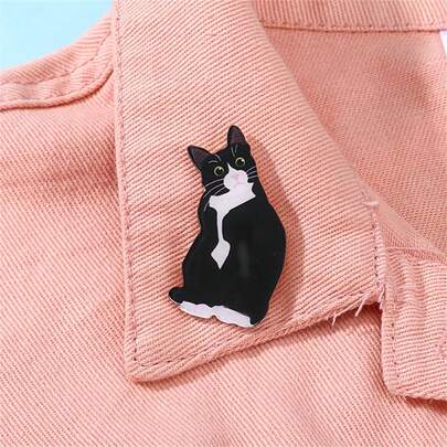 【塑料】姜黄色猫咪塑料亚克力胸针 定制装饰胸针 饰品 翻领徽章 包包徽章 珠宝礼品 胸针 圣诞男士礼物 包包别针