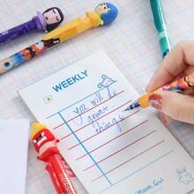 Sanrio 1-9pcs/(Random Style) Brain Agent Team Typesetting Agent Erasable Neutral Pen Cartoon Eraser Crystal Blue Pressure Pen Learning Stationery Supplies Back To School