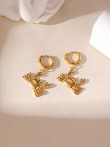 2pcs 18K Gold Stainless Steel Ocean Elements Starfish Crab Shell Stud Earrings, Fashion Color-Preserving Earrings Suitable For Women's Daily Wear And Gift