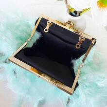 1 PIEZA Bolso de fiesta de cena de boda de noche nupcial con plumas, cartera de embrague de banquete de gala colorido para damas, bolso de moda para mujer - Multicolor - Ver 11